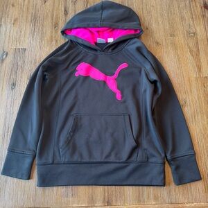 Puma Kids Hoodie in Black with Pink Logo size Medium